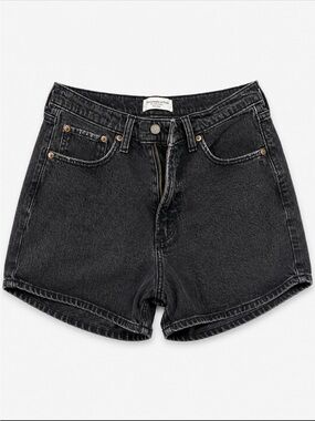 Abercrombie & Fitch Washed Black High-Waist Denim Shorts